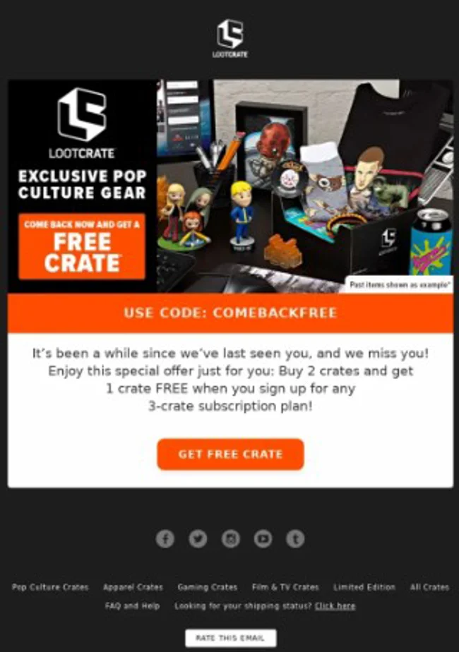 Lootcrate Free Crate Offer Email