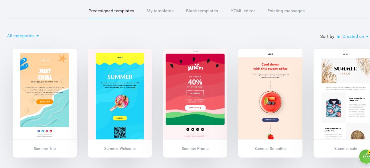 Predesigned templates in GetResponse