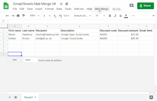 How to send mass emails with sheets, Mail merge and Gmail step by step