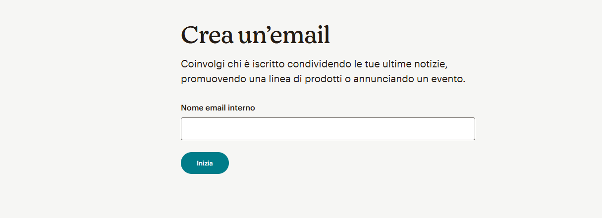 creare email standard con mailchimp