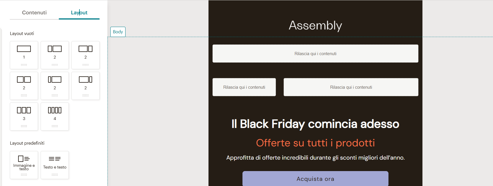 layout email di mailchimp