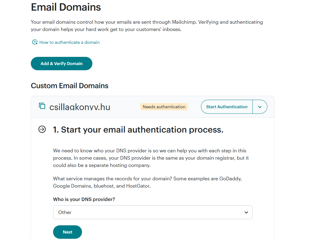 Mailchimp deliverability features showing authentication setup and reputation monitoring tools