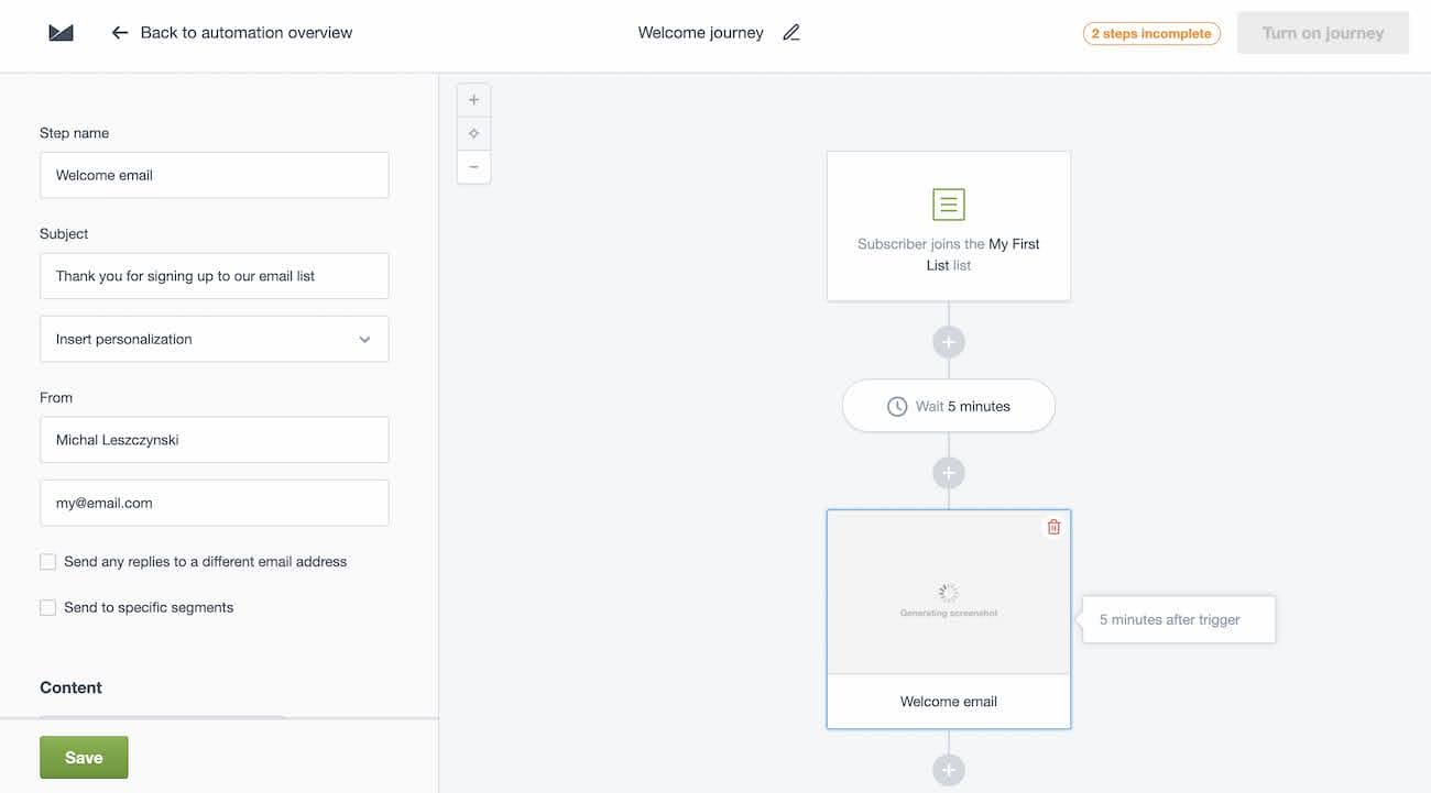 Campaign Monitor CM Commerce automation builder interface showing ecommerce workflow creation for Shopify stores with customer segmentation and email sequences