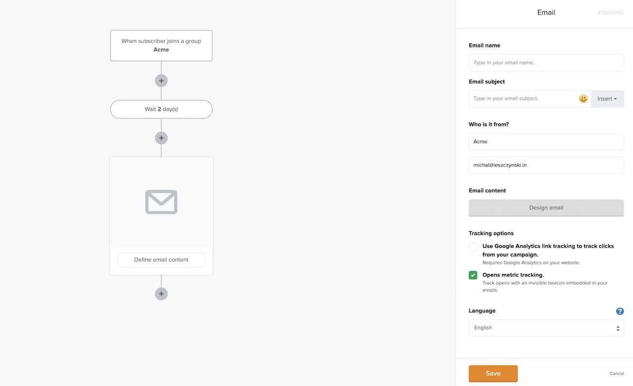 MailerLite automation workflow interface showing Shopify integration with automated email sequences for ecommerce customer lifecycle management