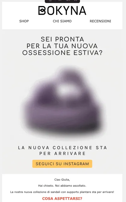 esempio newsletter promozionale bokyna