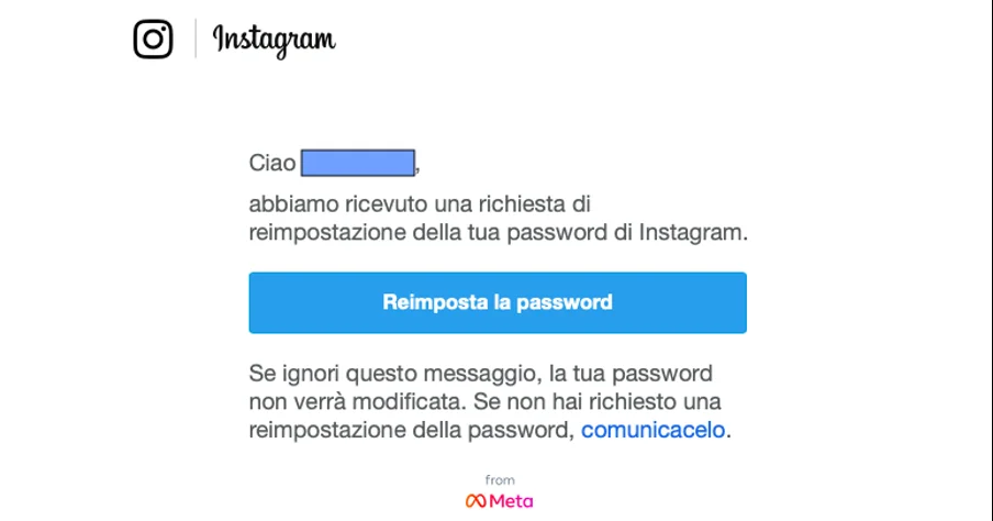 esempio email transazionale reset password