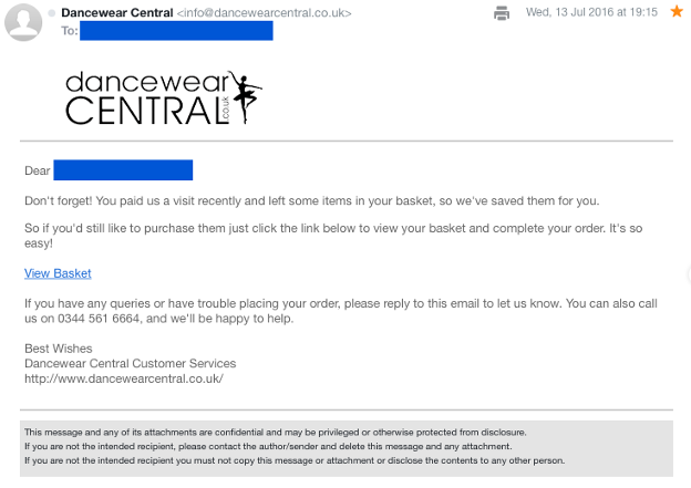 Abandoned cart email encouraging customer feedback and two-way communication