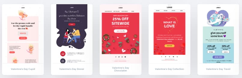 Valentine's Day themed win-back email template with romantic design elements and special offers