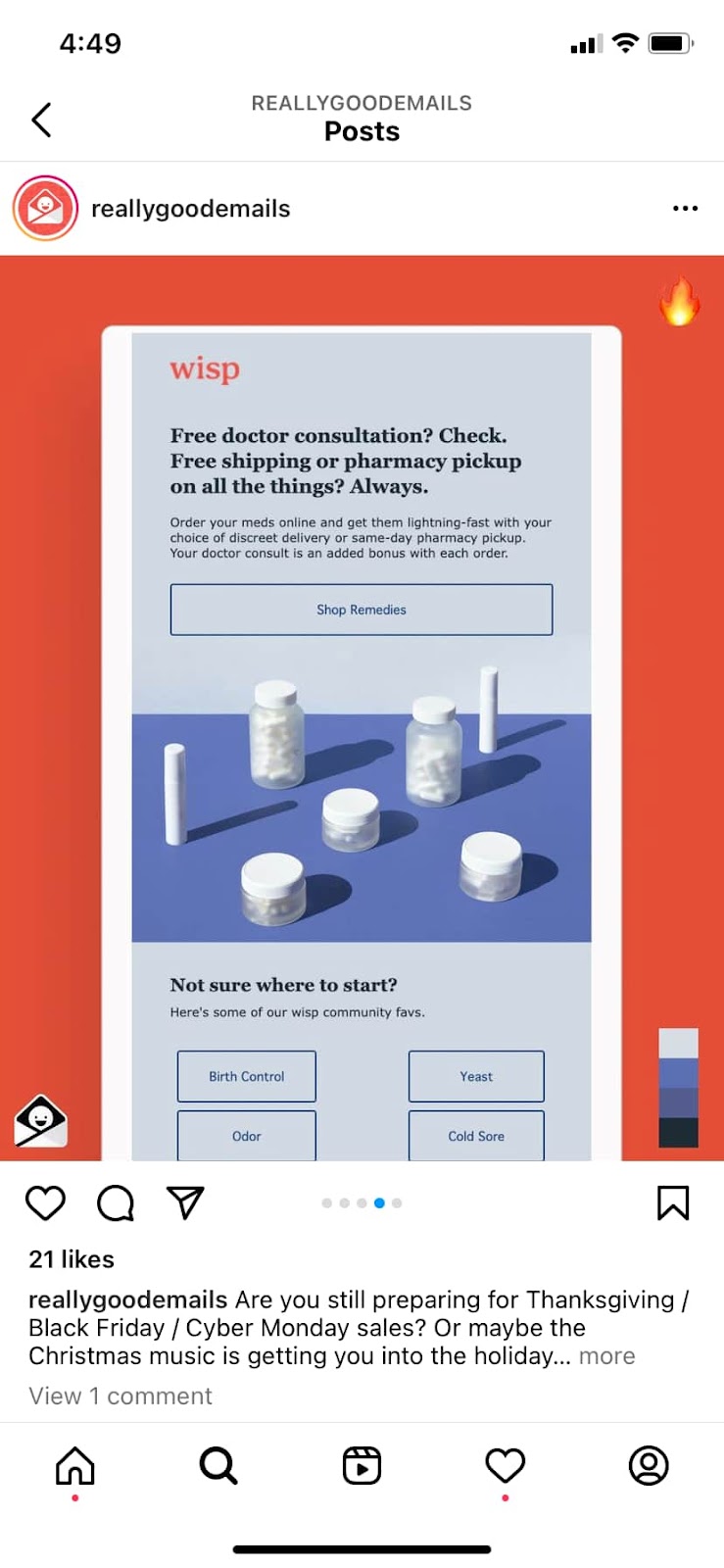 Wisp pharmaceutical brand freebie win-back email offering free medical consultation with orders