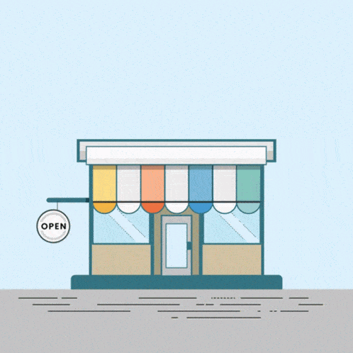 Animated GIF showing store opening illustration to grab attention in win-back email campaigns
