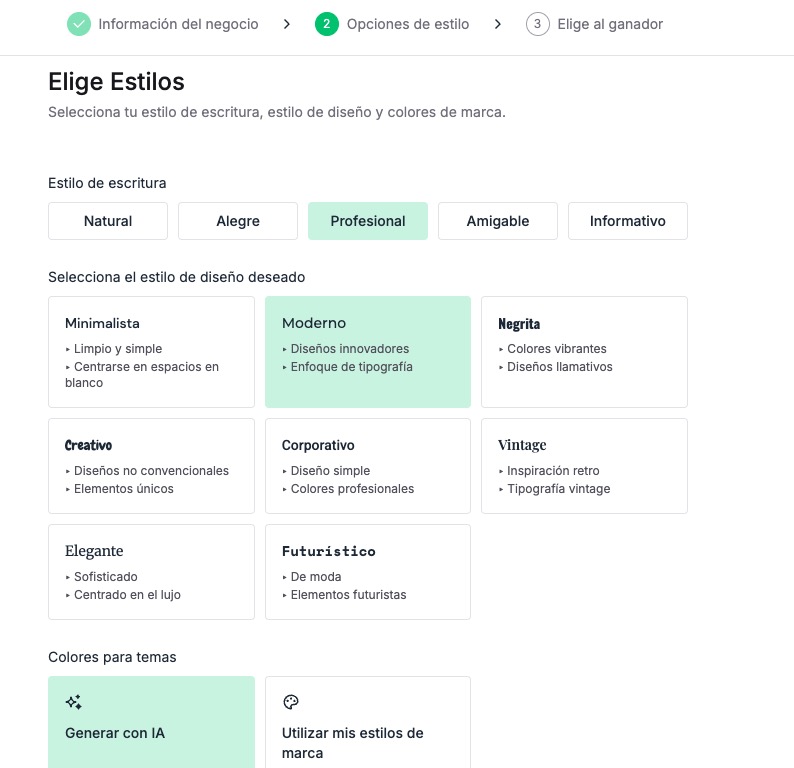 Herramienta de editor de landing pages con IA de MailerLite.