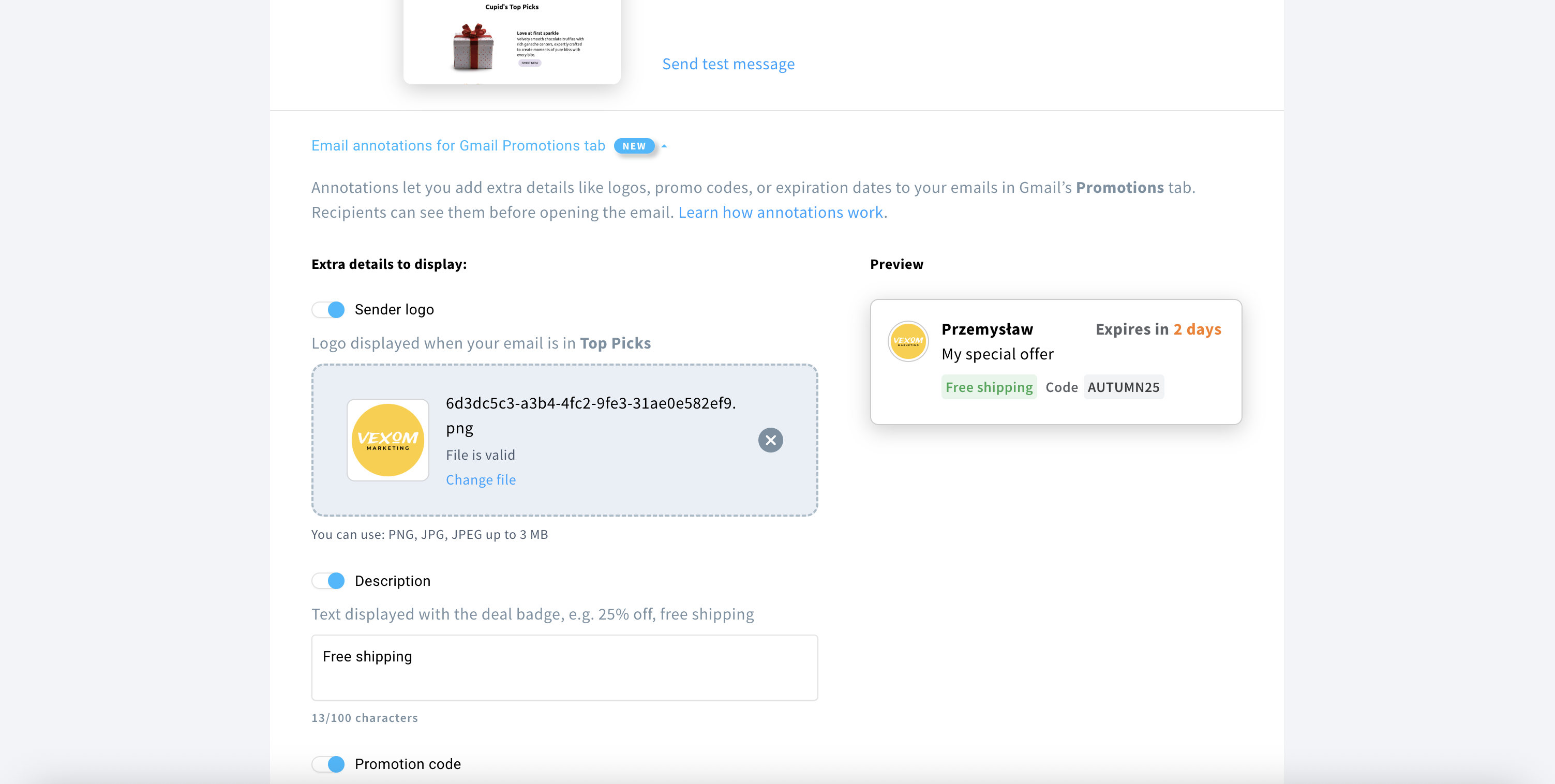 Setting up email annotations inside the GetResponse Email Builder