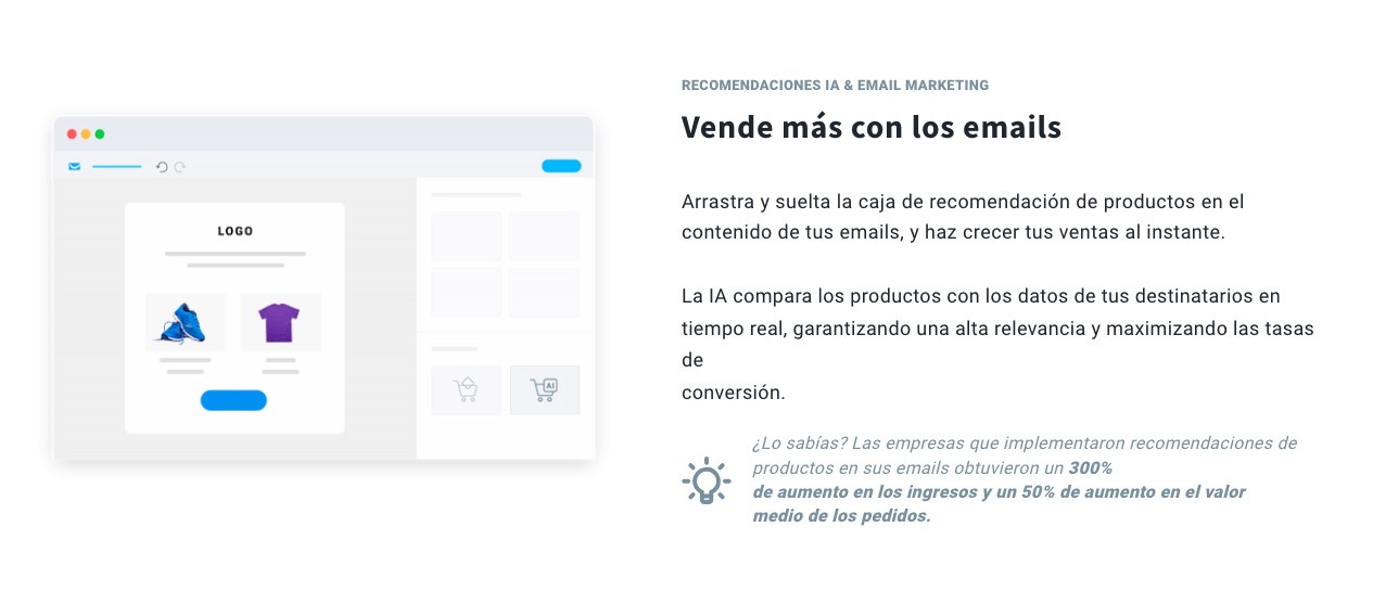Recomendación de productos con IA en GetResponse