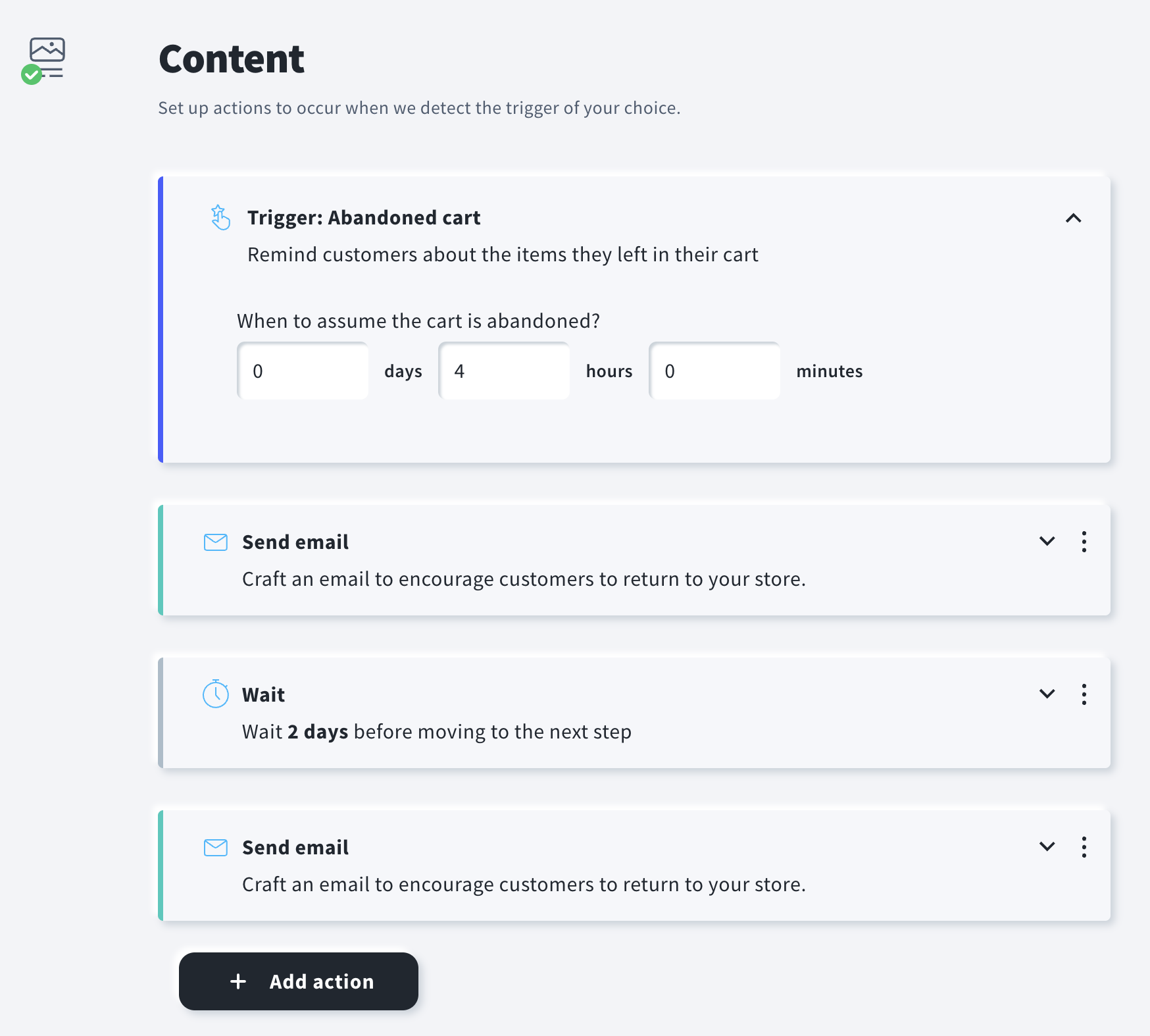 Ecommerce campaign that lets you win-back abandoned carts from subscribers and non-subscribed contacts
