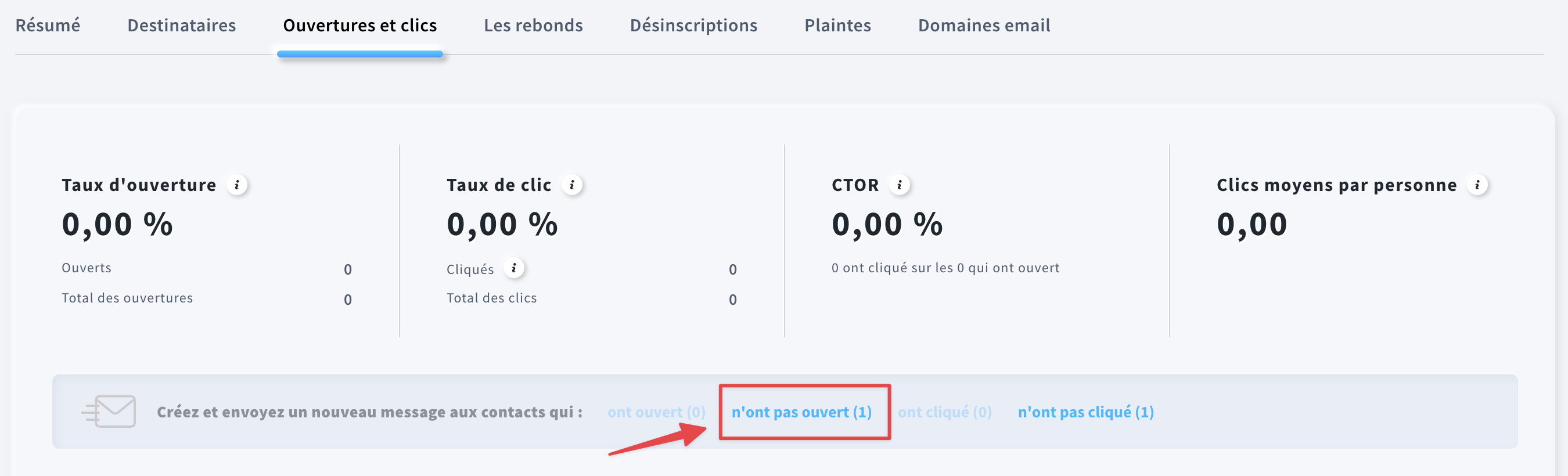 Sélection des abonnés qui n’ont pas ouvert votre e-mail.