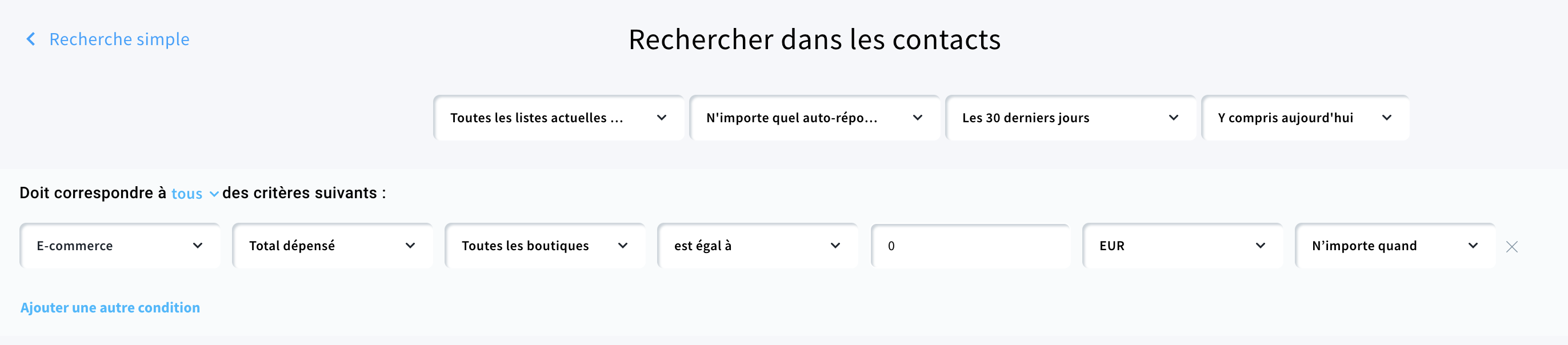 Segment des clients n’ayant effectué aucun achat au cours des 30 derniers jours.