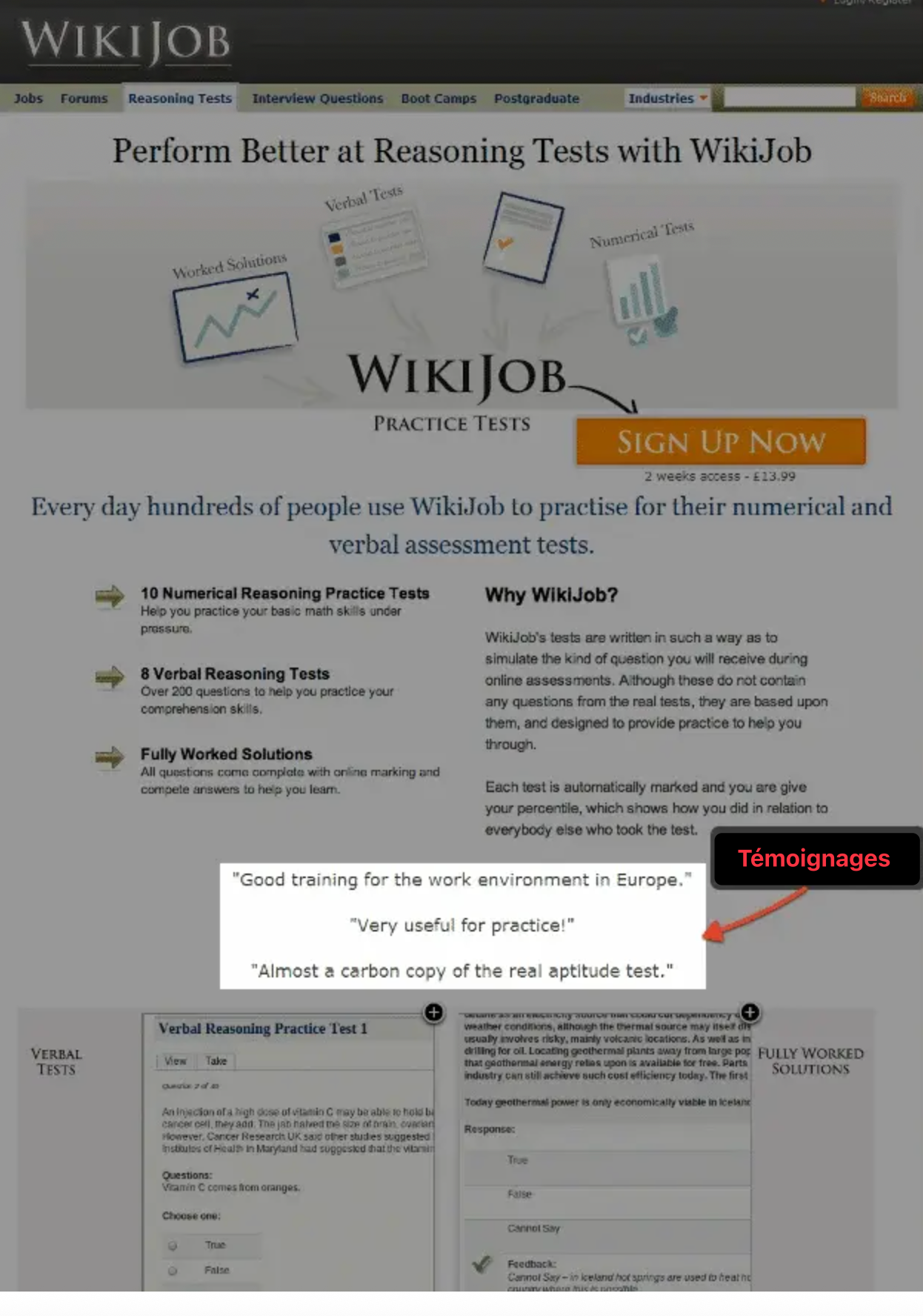 Témoignages sur la page WikiJob.