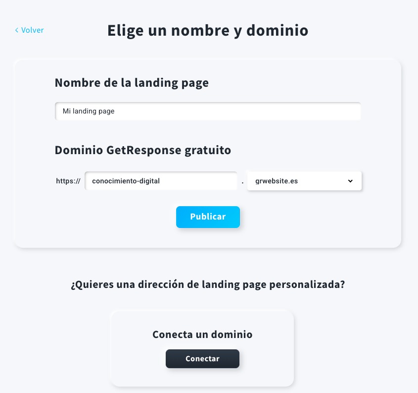Conectando tu propio dominio en el Creador de landing pages Gratuito GetResponse.