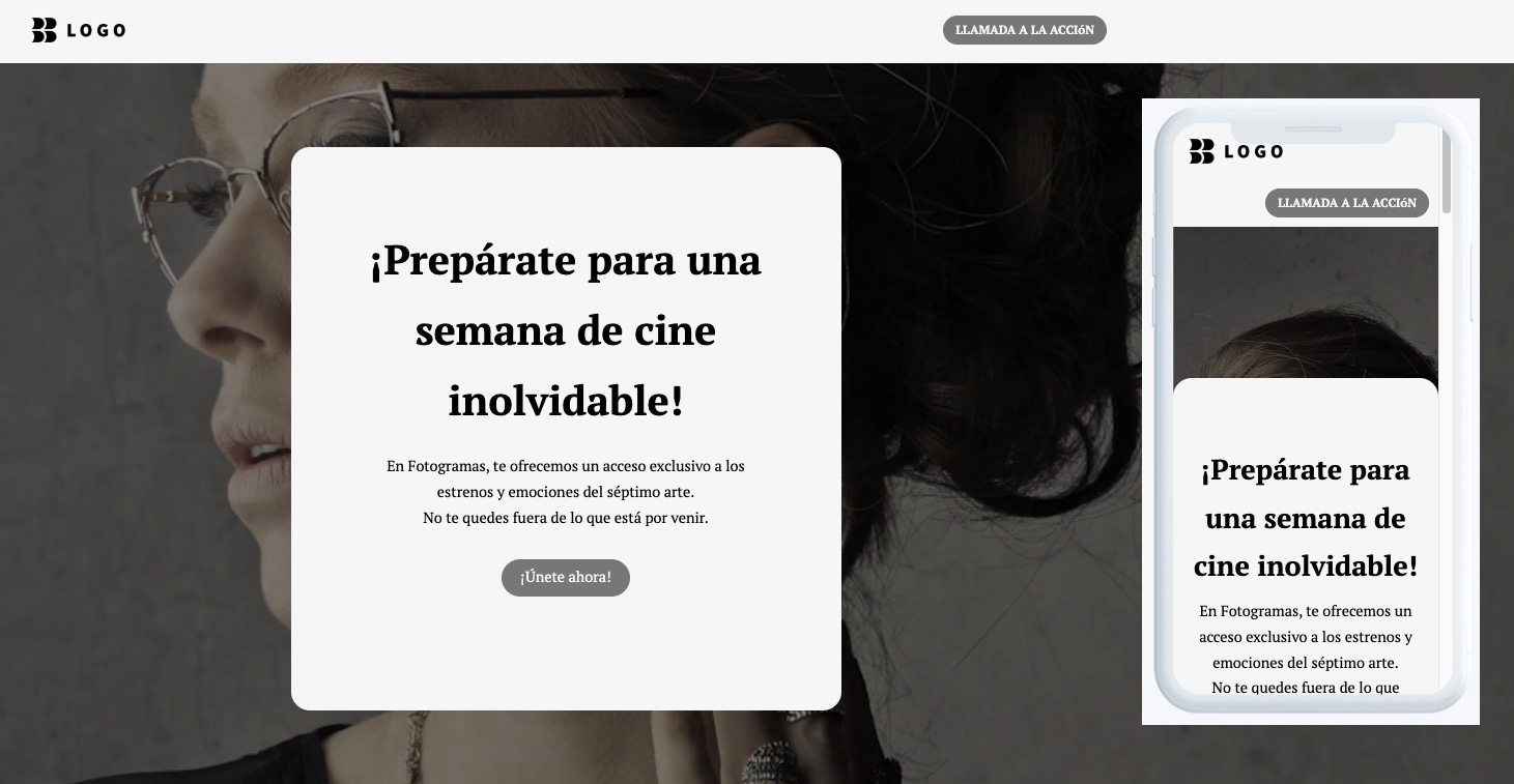 Vista previa del creador de landing pages de GetResponse