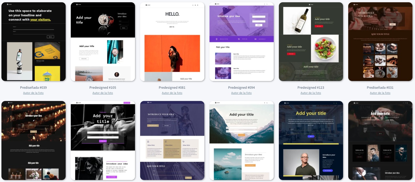 Plantillas gratuitas dentro del Creador gratuito de landing pages GetResponse.