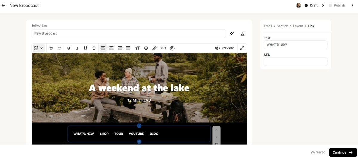 Brevo visual email builder interface displaying responsive email template gallery with customization options for multi-channel campaigns