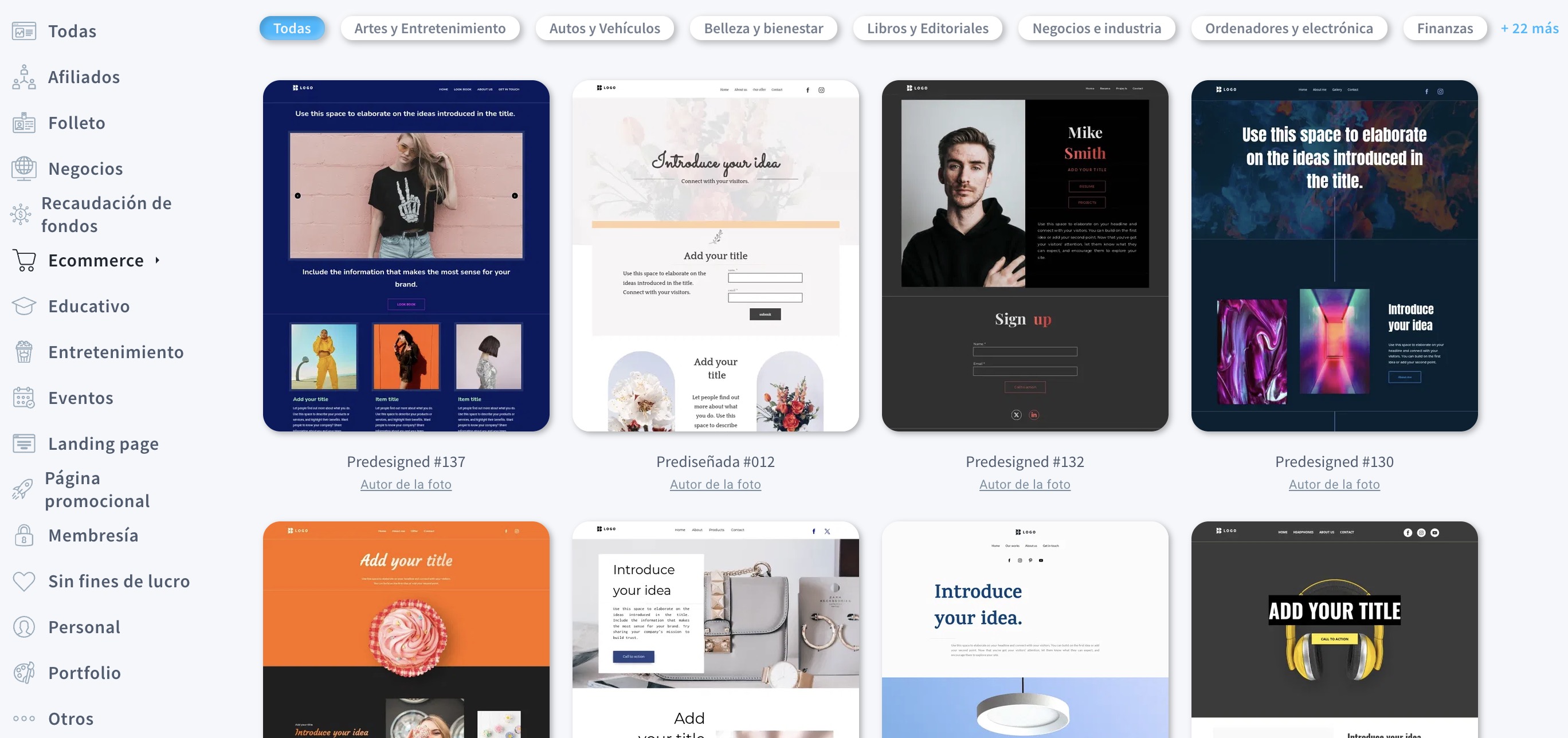 Plantillas de sitios web de GetResponse