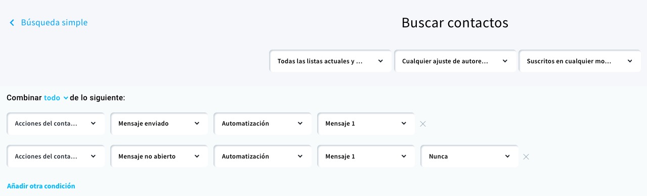 Encontrar a los que no abrieron el correo en la función “Buscar contactos” de GetResponse