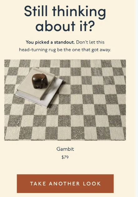 Exemple d’email pour les produits laissés dans le panier