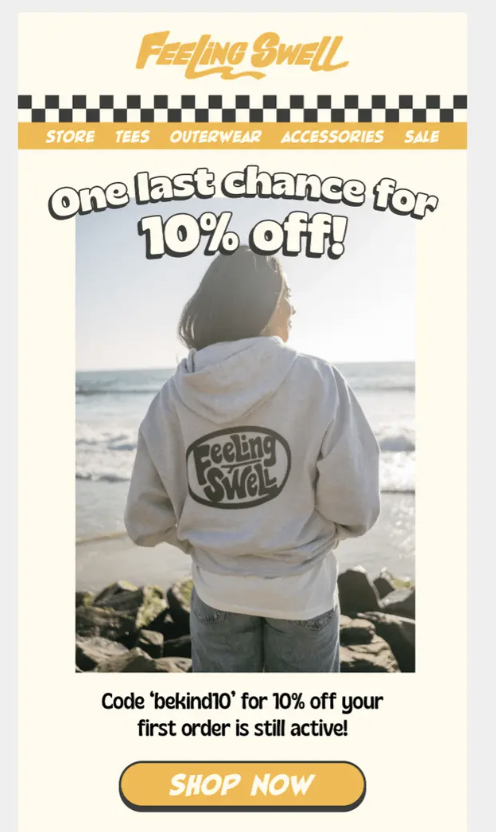 exemple d'email avec un code promo