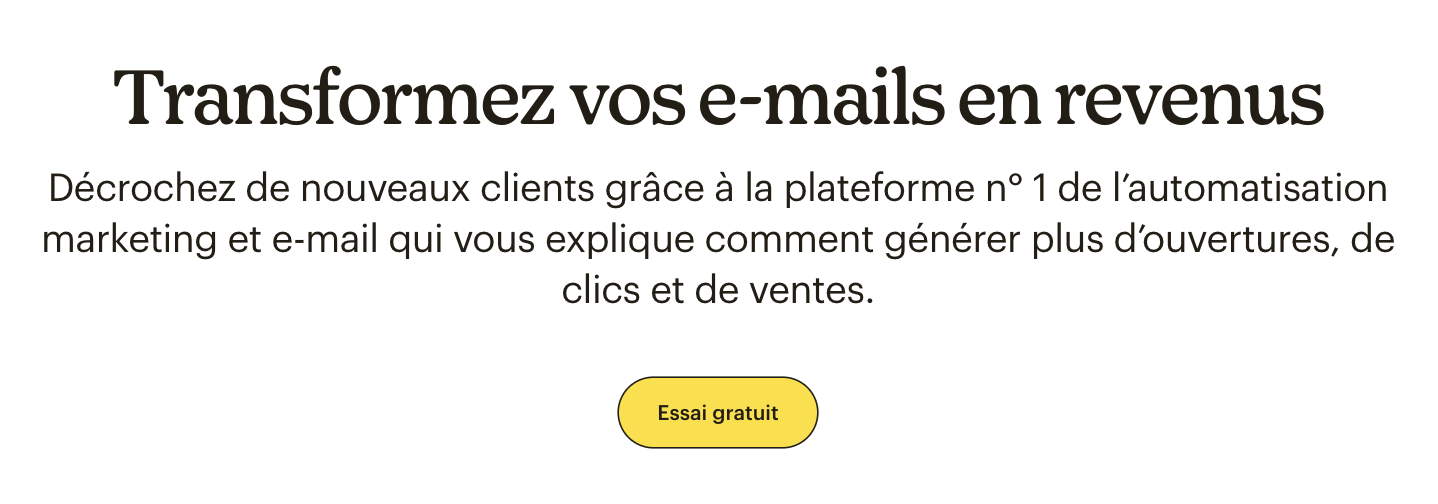 snapshot du site de MailChimp