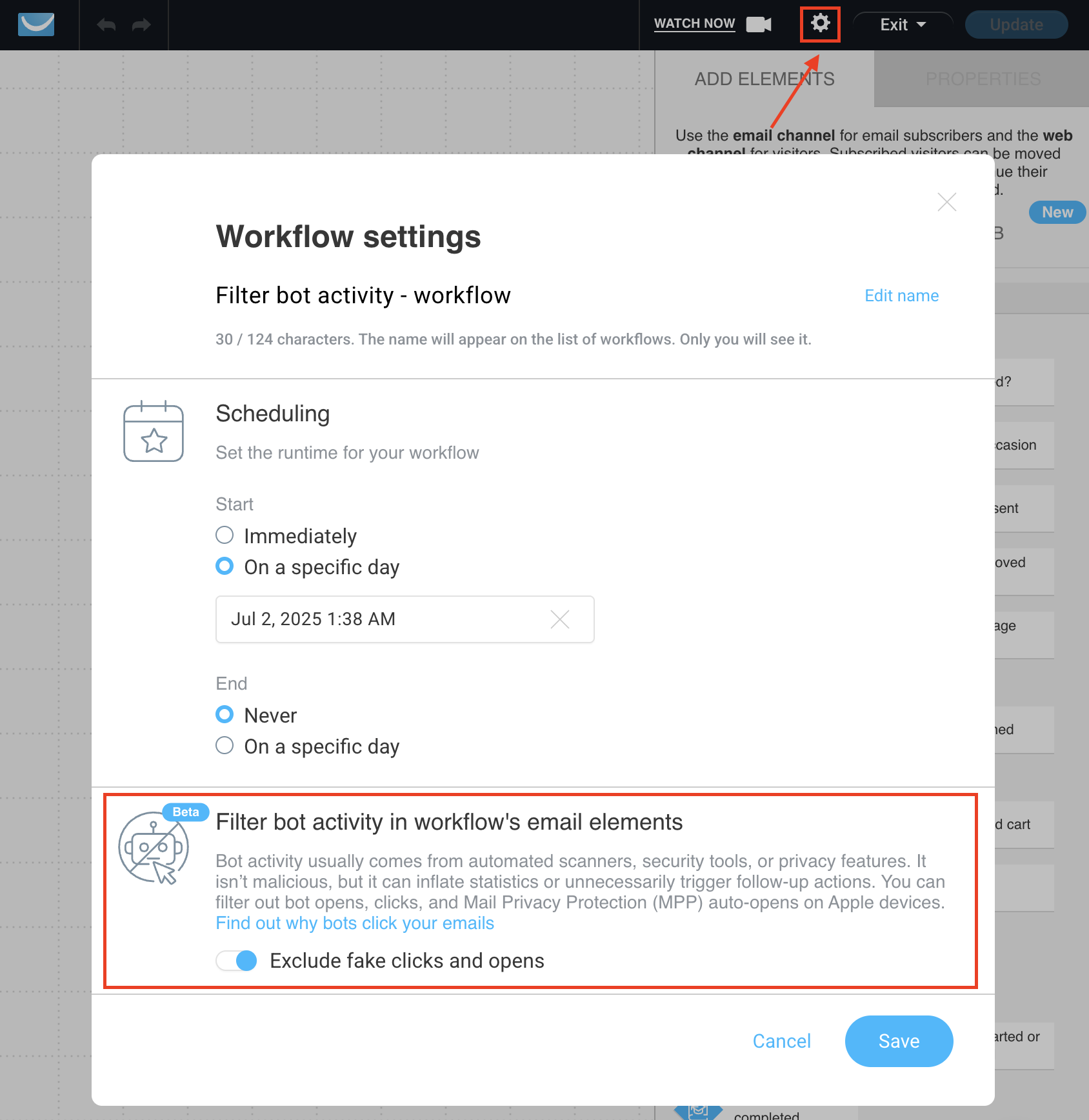 How to access the bot detection feature in GetResponse Automation Workflows