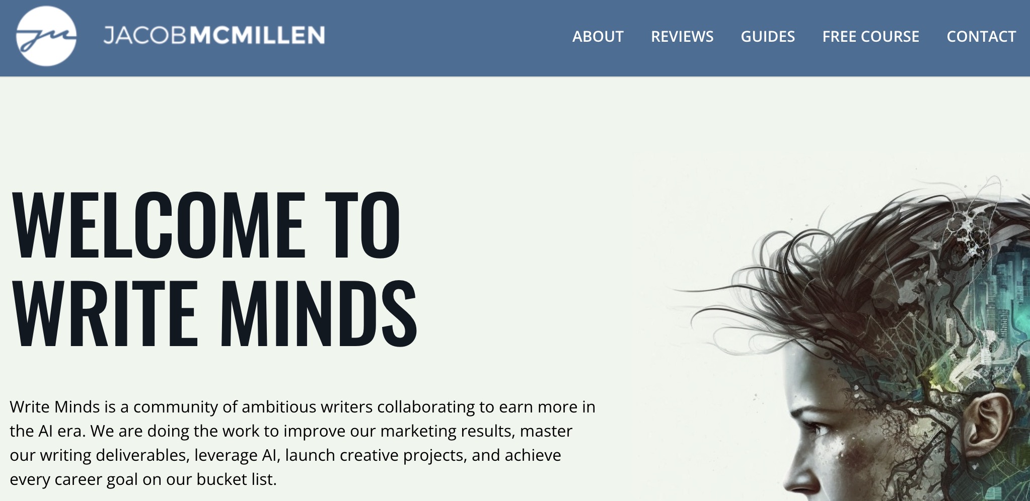Write Minds by Jacob McMillen landing page