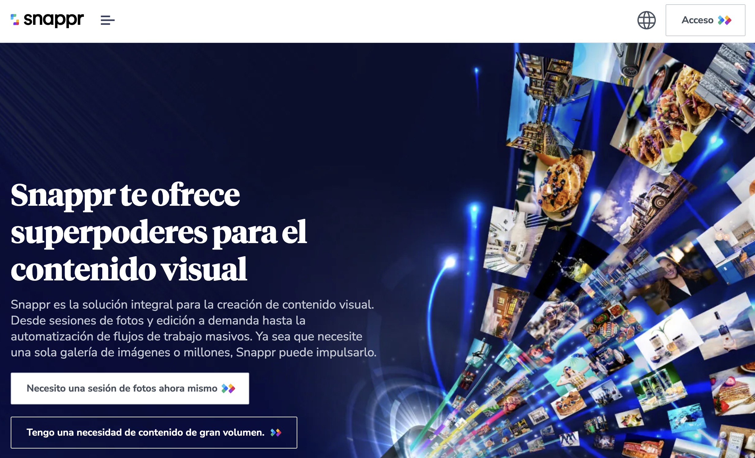 Ejemplo de landing page de Snappr.