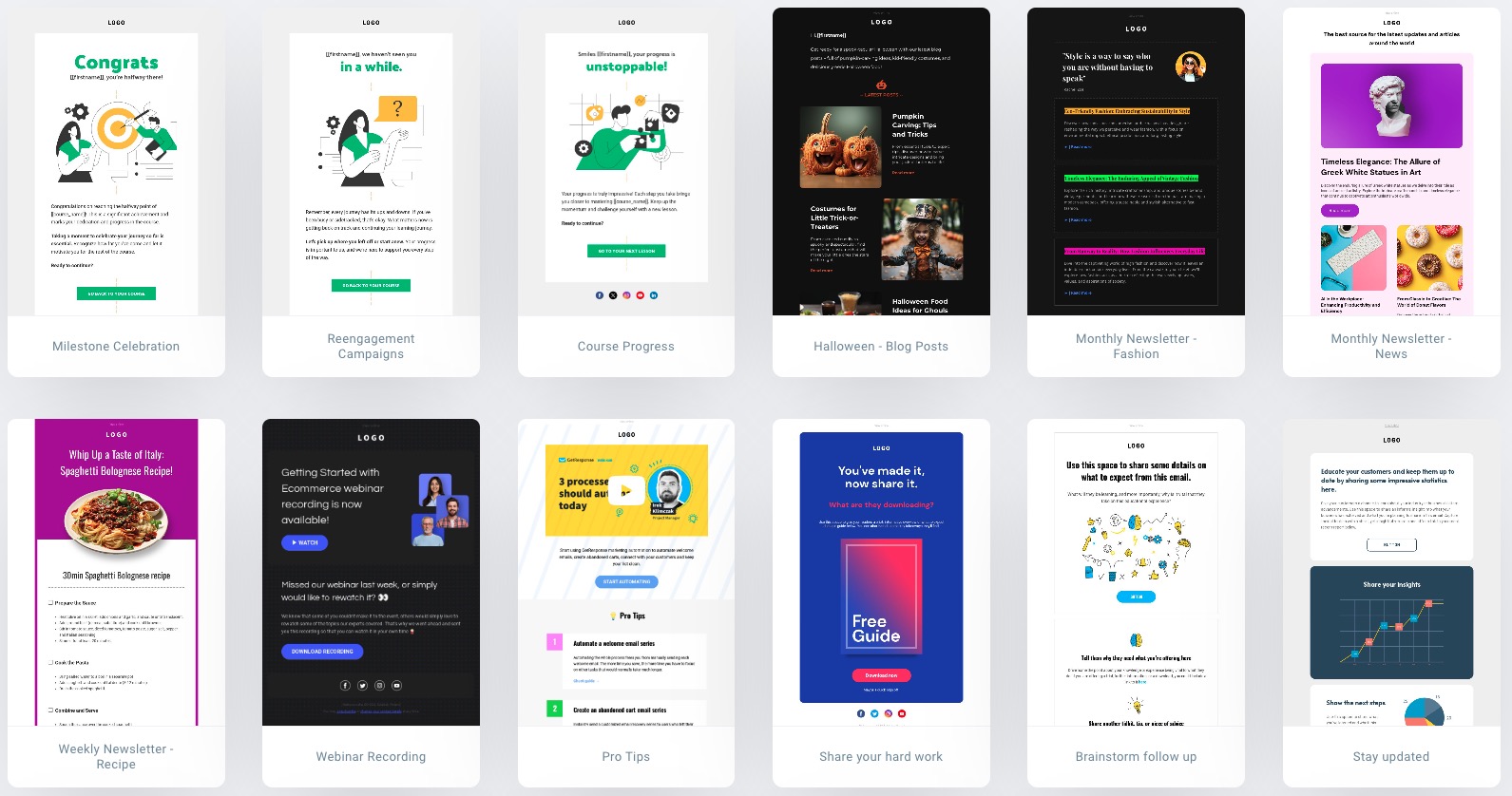 Plantillas de correo electrónico gratuitas en GetResponse – categoría Educación.