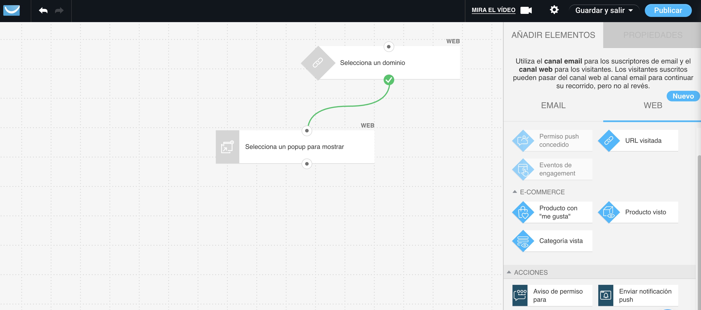 Ejemplos de ventanas emergentes de automatización web personalizadas que muestran mensajes dirigidos basados en el comportamiento del usuario y el contexto de la página.