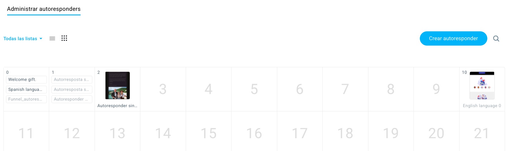 Calendario de autoresponder en GetResponse