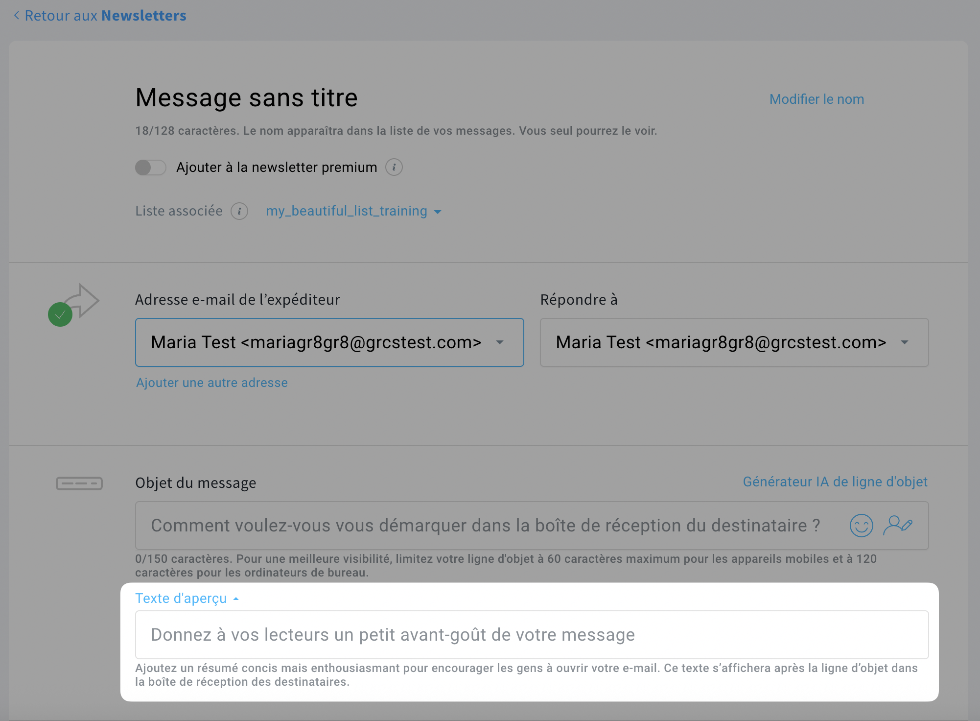 Comment ajouter un pré-en-tête dans le créateur d'e-mails GetResponse