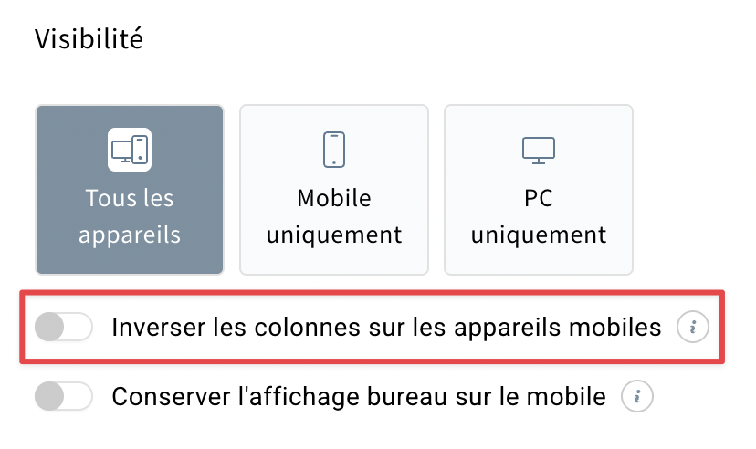 Fonction « Inverser les colonnes sur les appareils mobiles » dans le Créateur d'e-mails GetResponse