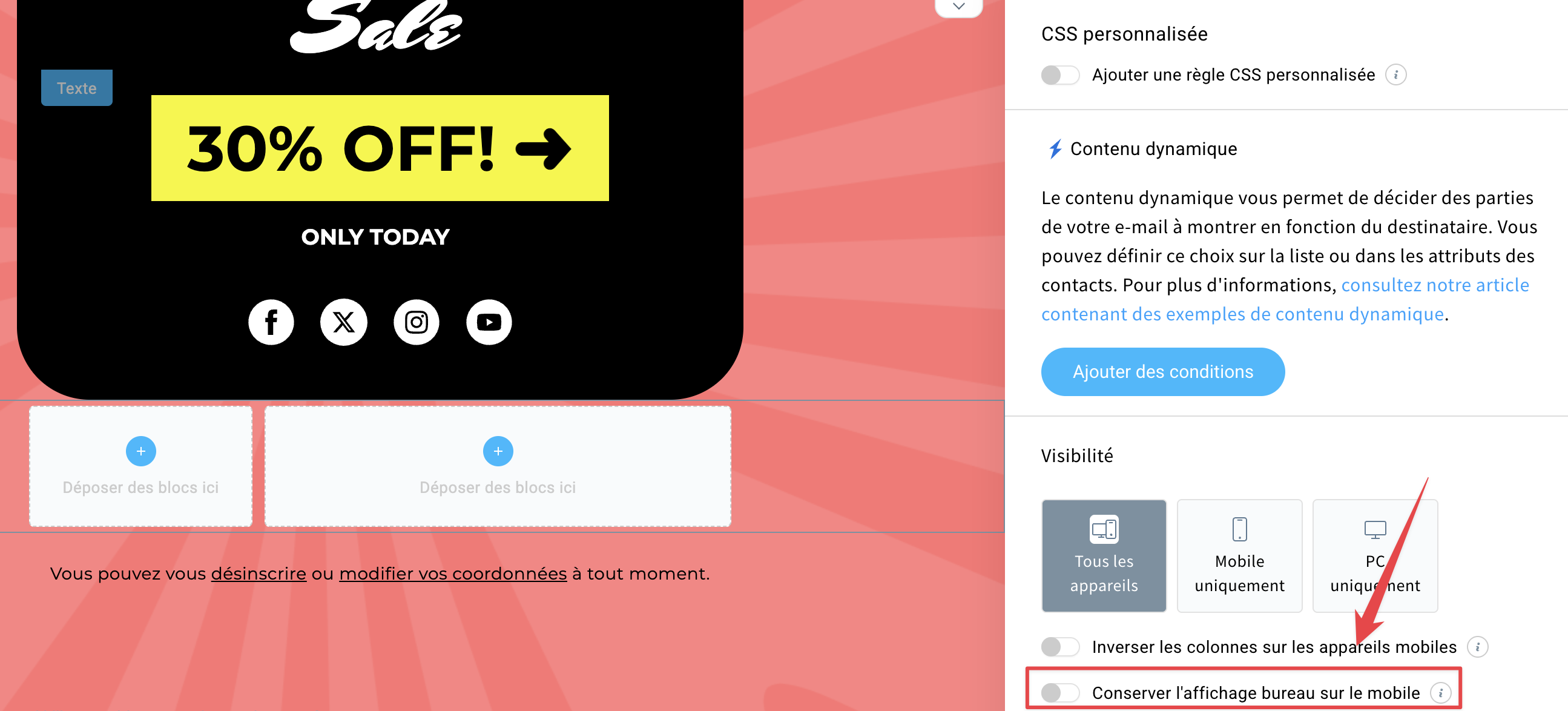 Comment s’assurer que vos colonnes ne soient pas empilées sur mobile – Créateur GetResponse