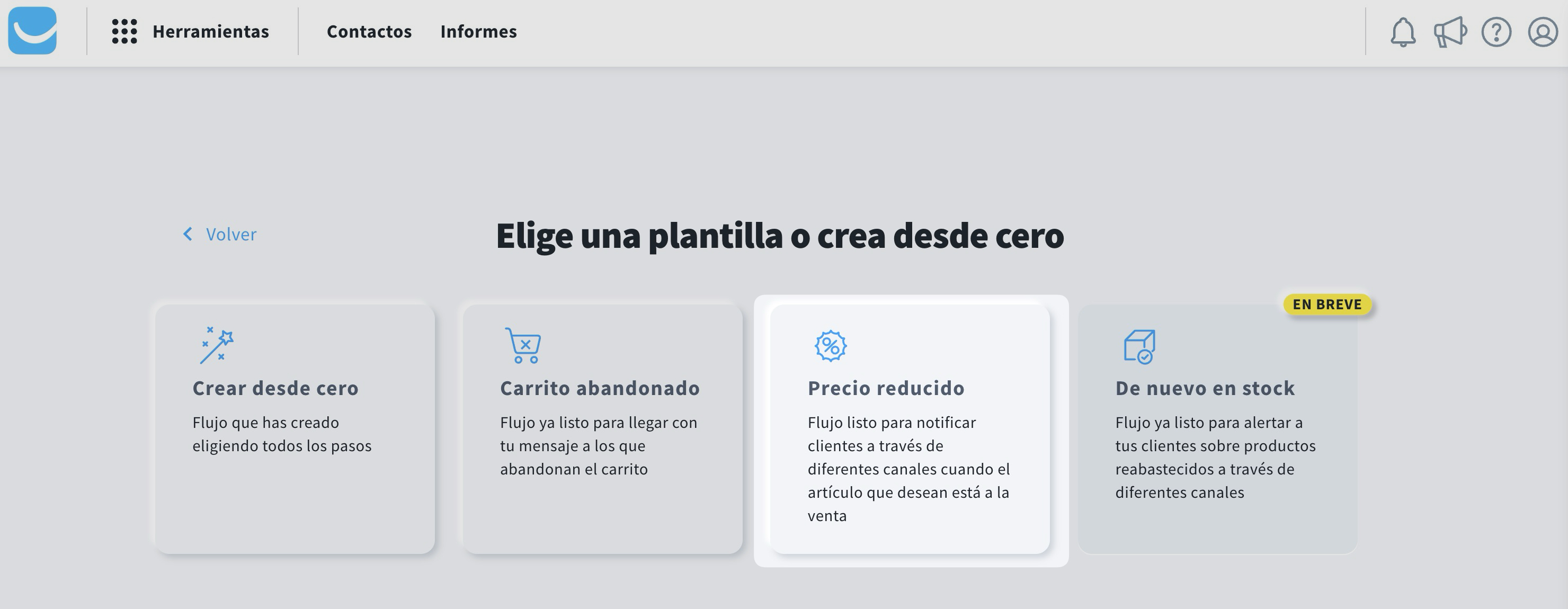 Panel de campañas de GetResponse que muestra la opción de Campañas de Reducción de Precio.