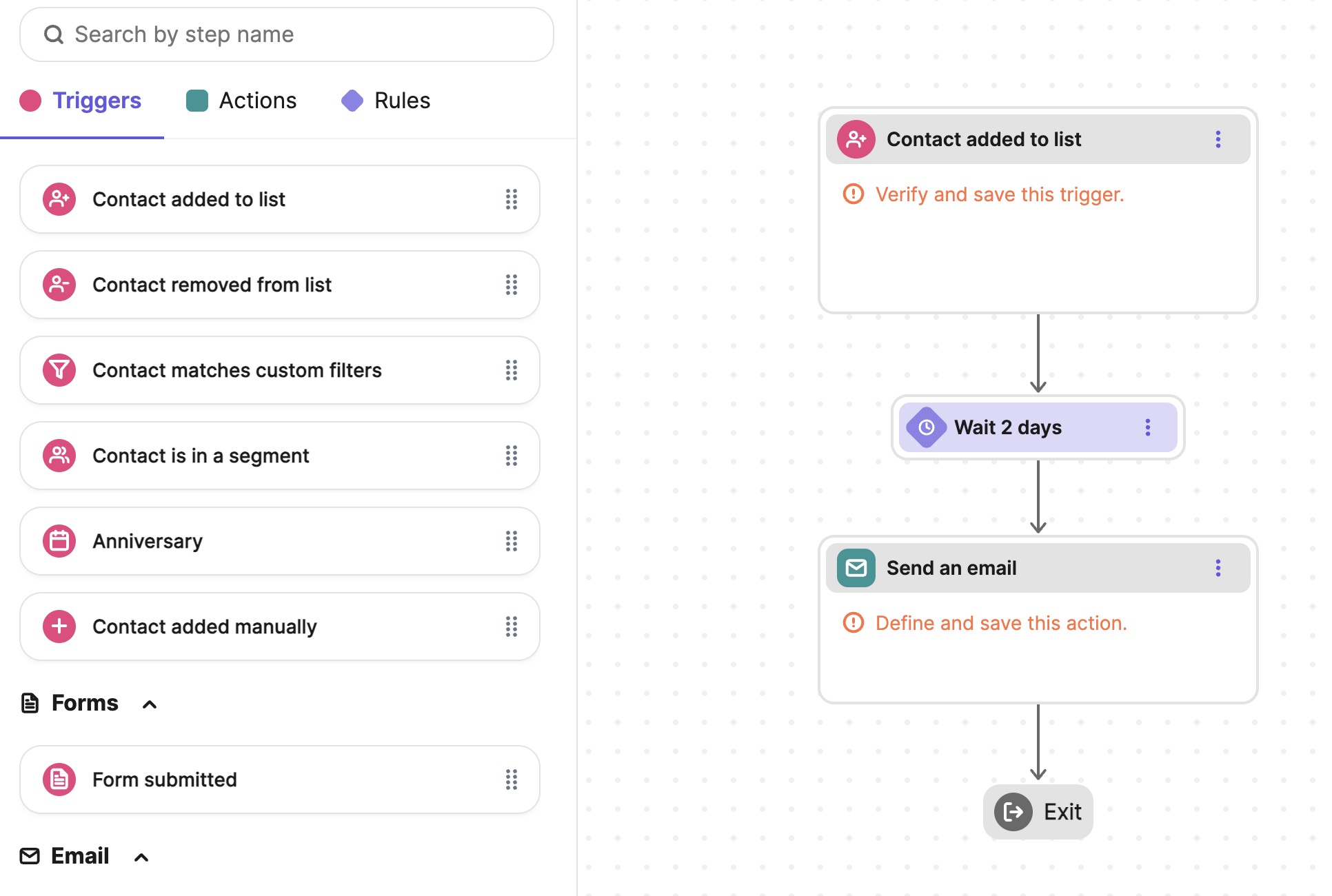 Brevo automation view