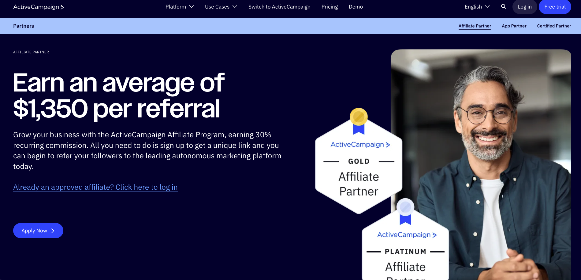 ActiveCampaign's affiliate program.