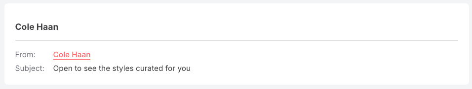 Cole Haan Browse abandonment email subject line