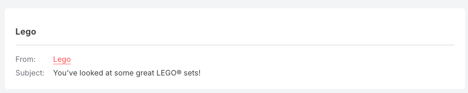 Lego browse abandonment email subject line