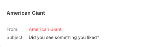 American Giant browse abandonment email subject line.