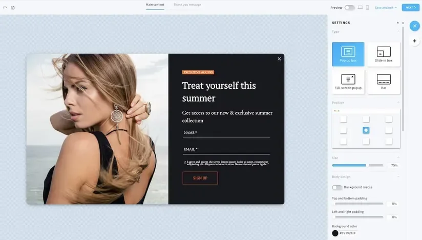 creare form e popup con getresponse