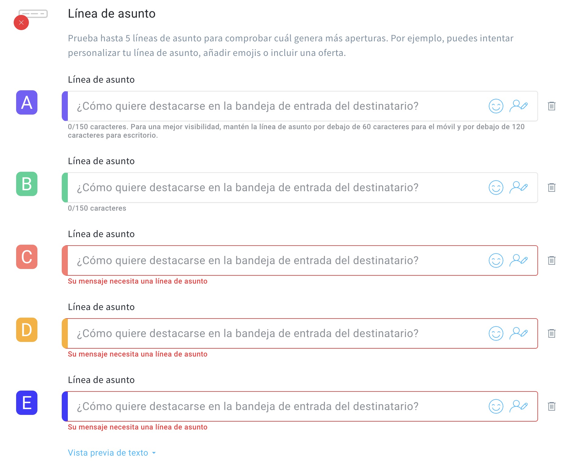 Prueba A/B de emails en GetResponse.