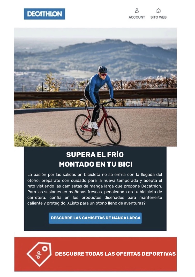 Ejemplo de newsletter atractiva con temática deportiva