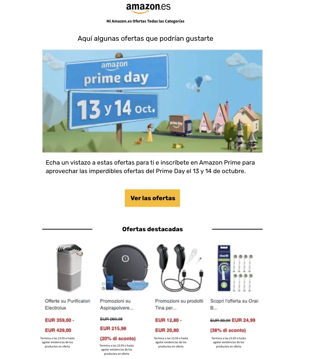 Ejemplo de newsletter personalizada según los intereses