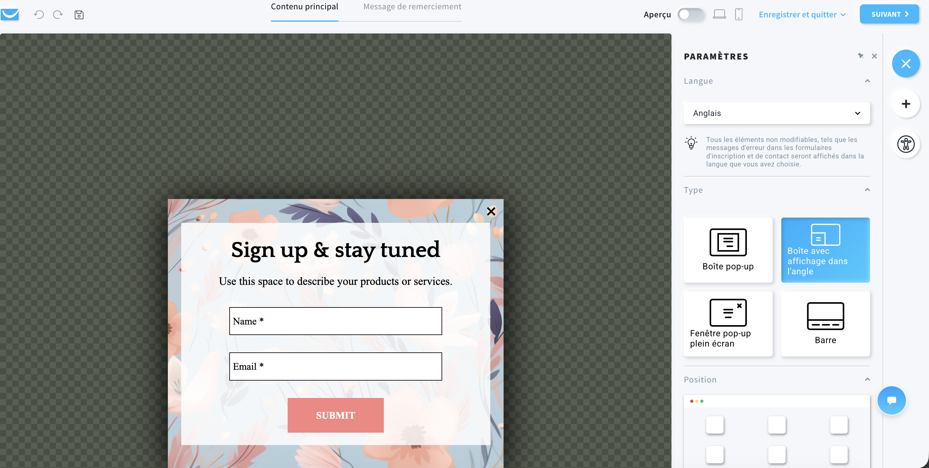 Générateur de formulaires et pop-ups de GetResponse.